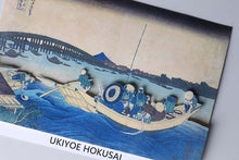 Cargar imagen en el visor de la galería, Sticker Wall Ukiyoe Deco Museum Katsushika Hokusai Thirty-six Views of Mt. Fuji Viewing the sunset over Ryogoku Bridge from the Mimaya riverbank Approx. 10 x 14 cm