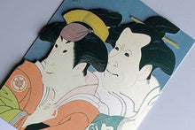 Cargar imagen en el visor de la galería, Sticker Wall Ukiyoe Deco Museum Toshusai Sharaku Kiyotaro Iwai's Sagisaka Sanai wife Fujinami and Zenji Bando's Washizuka Kanta and his wife Ozasa