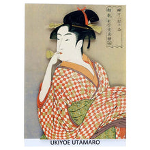 Cargar imagen en el visor de la galería, Sticker Wall Ukiyoe Deco Museum Kitagawa Utamaro 10 articles about women's appearance Girl blowing poppin approx. 10 x 14 cm
