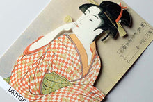 Cargar imagen en el visor de la galería, Sticker Wall Ukiyoe Deco Museum Kitagawa Utamaro 10 articles about women's appearance Girl blowing poppin approx. 10 x 14 cm