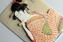 Cargar imagen en el visor de la galería, Sticker Wall Ukiyoe Deco Museum Kitagawa Utamaro 10 articles about women's appearance Girl blowing poppin approx. 10 x 14 cm
