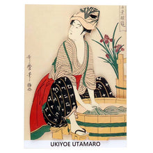 Cargar imagen en el visor de la galería, Sticker Wall Ukiyoe Deco Museum Kitagawa Utamaro Women's Manual Mirror Washing Approx. 10 x 14 cm