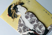 Cargar imagen en el visor de la galería, Sticker Wall Ukiyoe Deco Museum Kitagawa Utamaro in his heyday Caricature set Indoor flower fan Yoshino Tatsuta Approx. 10 x 14cm