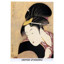 Cargar imagen en el visor de la galería, Sticker Wall Ukiyoe Deco Museum Kitagawa Utamaro Poetry Collection Deep Shinobi Love Approx. 10 x 14cm