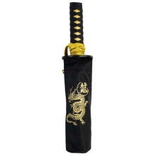Load image into Gallery viewer, Folding Umbrella Sengoku Umbrella -wakizashi(short sword)- Dragon (Gold)/Umbrella Bag Opened: Approximately 96cm in Diameter Black JK-160-01