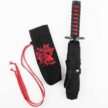 Load image into Gallery viewer, Folding Umbrella Sengoku Umbrella -wakizashi(short sword)- Carp (Red)/Umbrella Bag Opened: Approximately 96cm in Diameter Black JK-160-03