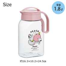 Load image into Gallery viewer, Iwasaki Kogyo Snoopy Vertical/Horizontal Screw Pitcher, 1.8L, Approx. 16.3 x 10.2 x 24.5cm, Made in Japan, Suitable for Hot Water, Pink, K-1282NP (Pitcher, Barley Tea Pot, Cold Water Pot, Water Pitcher, Water Jug)
