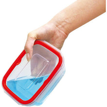 Cargar imagen en el visor de la galería, Storage Container Just Lock Rectangular Red M Approx. 430ml 3 pieces PL-66 (Container 430ml set, storage, easy to wash, integrated, integrated gasket, pre-made, subdivided, airtight, leak-proof liquid)