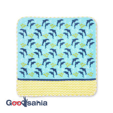 Load image into Gallery viewer, Handkerchief Town Girl's Handkerchief Parent and Child Dolphin Blue Approx. 25 x 25 cm
