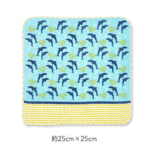 Load image into Gallery viewer, Handkerchief Town Girl's Handkerchief Parent and Child Dolphin Blue Approx. 25 x 25 cm