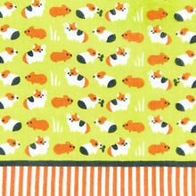 将图片加载到图库查看器,Handkerchief Town Girl's Handkerchief ~Animal Edition~ Guinea Pig Green Approx. 25 x 25cm