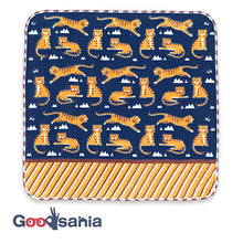 Load image into Gallery viewer, Handkerchief Town Girl's Handkerchief ~Animal Edition~ Tiger Navy Approx. 25 x 25cm