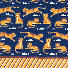 Load image into Gallery viewer, Handkerchief Town Girl's Handkerchief ~Animal Edition~ Tiger Navy Approx. 25 x 25cm