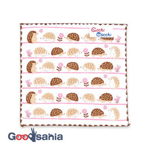 Load image into Gallery viewer, Handkerchief Children's handkerchief acchi cocchi hedgehog & flower white approx. 15 x 15 cm