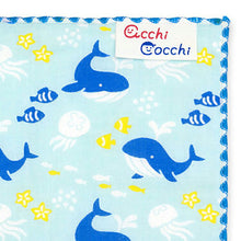 将图片加载到图库查看器,Handkerchief Children's handkerchief acchi cocchi whale blue approx. 15 x 15 cm