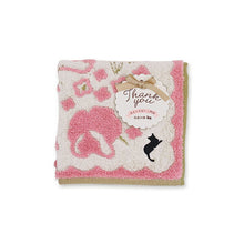 将图片加载到图库查看器,Handkerchief Gift Jacquard Handkerchief ~Flower Shop Cat~ Sweet Pea Pink Approx. 25 x 25cm