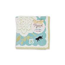Load image into Gallery viewer, Handkerchief Gift Jacquard Handkerchief ~Flower Shop Cat~ Dahlia Blue Approx. 25 x 25cm