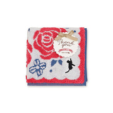 Load image into Gallery viewer, Handkerchief Gift Jacquard Handkerchief ~Flower Shop Cat~ Rose Red Approx. 25 x 25cm