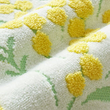 将图片加载到图库查看器,Handkerchief Gift Jacquard Handkerchief ~Flower Shop Cat~ Mimosa Yellow Approx. 25 x 25cm