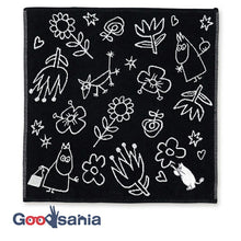 将图片加载到图库查看器,Handkerchief Moomin Mie Gauze Handkerchief Moomin & Drawing Black Approx. 25 x 25 cm