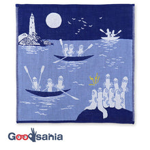 将图片加载到图库查看器,Handkerchief Moomin Mie Gauze Handkerchief Night Sea Navy Approx. 25 x 25 cm
