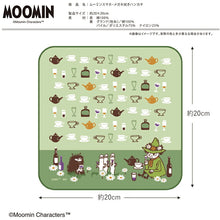 Load image into Gallery viewer, Handkerchief Moomin Smartphone/Glasses cleaning handkerchief Snufkin & Drink Green Approx. 20 x 20 cm