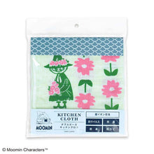 Load image into Gallery viewer, Dishcloth Moomin Double Gauze Kitchen Cloth Snufkin & Flower Ivory Approx. 34 x 70cm