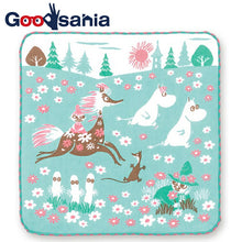 Load image into Gallery viewer, Handkerchief Moomin Gauze Pile Handkerchief Running Green Approx. 25 x 25 cm