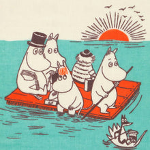 Load image into Gallery viewer, Handkerchief Moomin Gauze Pile Handkerchief Riding on a Raft Blue Approx. 25 x 25 cm
