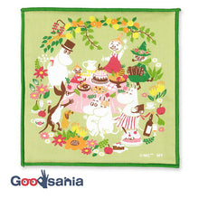 Load image into Gallery viewer, Handkerchief Moomin Mini Handkerchief Garden Party Green Approx. 15 x 15 cm