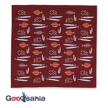 Load image into Gallery viewer, Furoshiki Wife's Small Furoshiki Fish Wine Red Approx. 50 x 50cm