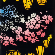 将图片加载到图库查看器,Tenugui Chu-dyed Tenugui Kenema Night Cherry Blossom Lantern Navy Approx. 35 x 90cm