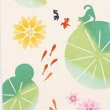 将图片加载到图库查看器,Tenugui kenema dyed tenugui goldfish and water lily beige approx. 35 x 90 cm