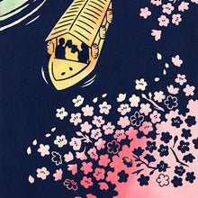 Load image into Gallery viewer, Kenema Tenugui Tenugui Night Cherry Blossoms Navy Approx. 35 x 90cm