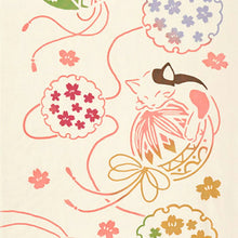 将图片加载到图库查看器,Tenugui Kenema Chudyed Tenugui Temari Cat Beige Approx. 35 x 90cm