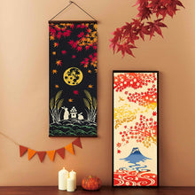 将图片加载到图库查看器,Tenugui kenema dyed tenugui Harvest moon of autumn leaves approx. 35 x 90 cm