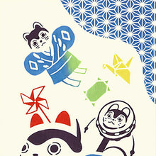 Load image into Gallery viewer, Tenugui kenema dyed tenugui baby dog ??papier mache approx. 35 x 90 cm