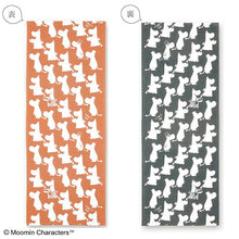 将图片加载到图库查看器,Tenugui Moomin Reversible Tenugui Moominpappa & Moominmama Orange x Gray Approx. 33 x 90cm
