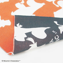 将图片加载到图库查看器,Tenugui Moomin Reversible Tenugui Moominpappa & Moominmama Orange x Gray Approx. 33 x 90cm