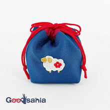 Load image into Gallery viewer, Miyamoto JIKANSTYLE Lucky Drawstring Bag (approx. 10cm high x 14cm wide x 7cm deep) Made in Japan 61347 (Drawstring bag, small item holder, small item storage pouch, mini drawstring bag, mini pouch, storage bag, drawstring bag, small item case, storage case)
