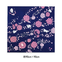 Load image into Gallery viewer, Furoshiki Kenema Large Furoshiki Marizakura and Rabbit Navy Approx. 90 x 90cm
