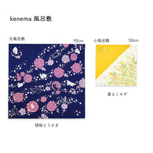 Load image into Gallery viewer, Furoshiki Kenema Large Furoshiki Marizakura and Rabbit Navy Approx. 90 x 90cm