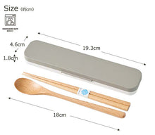 将图片加载到图库查看器,Cutlery Set mayu Mayu Wooden Chopsticks/Spoon Set Gray (Chopsticks/Spoon) Approx. 18cm T-36412 (Cutlery Spoon Set My Chopsticks Chopstick Box 18cm Lunch Box Women)