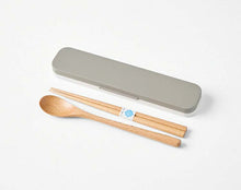 将图片加载到图库查看器,Cutlery Set mayu Mayu Wooden Chopsticks/Spoon Set Gray (Chopsticks/Spoon) Approx. 18cm T-36412 (Cutlery Spoon Set My Chopsticks Chopstick Box 18cm Lunch Box Women)