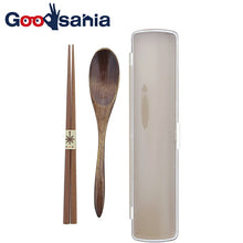 Load image into Gallery viewer, Cutlery Set Natural Twin Painted Chopsticks & Chopstick Box & Spoon Set