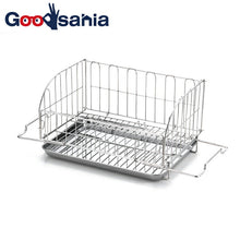 Load image into Gallery viewer, Sliding folding drainer, silver, approx. 19.7 x 37 - 52 x 25.5cm 1304277 (Drainer basket, water drainer, stainless steel rack, single tier, horizontal, square, above the sink, small size, drain)
