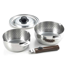 Cargar imagen en el visor de la galería, Yukihira pot Kachat Yukihira 2-piece set, made in Japan, silver, approx. 16cm/approx. 18cm 1214960 (pot, stainless steel, both ends, handle, handle, removable, 16cm 18cm 16)