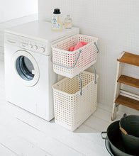 Load image into Gallery viewer, Yoshikawa Kuni Kogyo Laundry Basket Undressing Basket Laundry Basket Scandinavian Style Stacking Laundry Basket L White