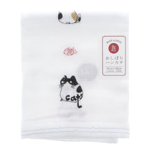 Load image into Gallery viewer, Imabari Towel Handkerchief Hagoromo Gauze Wet Hand Towel Nyanko Blue 33 x 38 cm