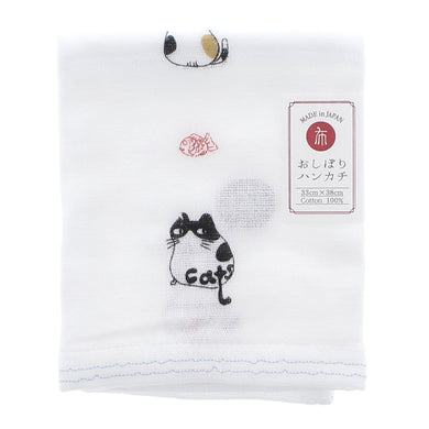 Imabari Towel Handkerchief Hagoromo Gauze Wet Hand Towel Nyanko Blue 33 x 38 cm